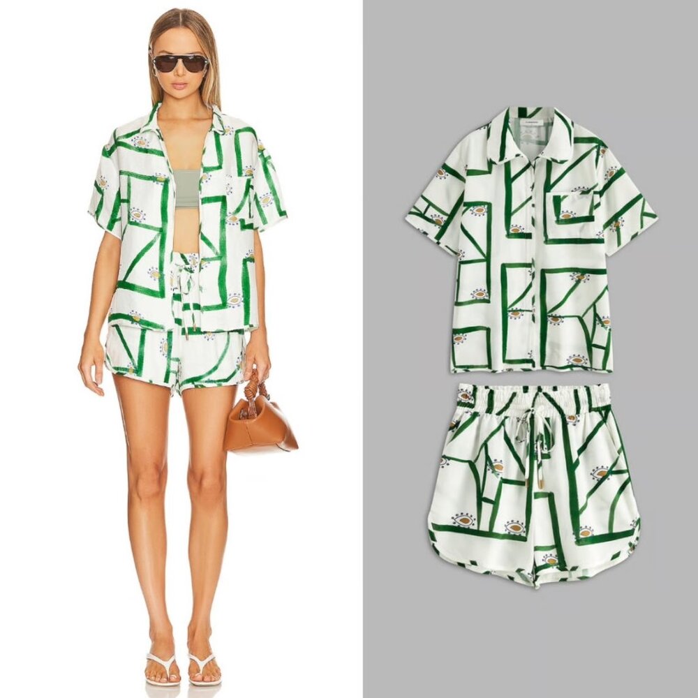 NWOT Commense Printed Linen Two-Piece Set | Sz XS - Picture 1 of 12